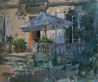 Sonnenschirm und rote Rose, 1998 von Susan Ryder
